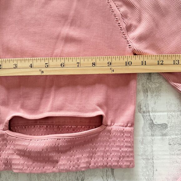 NWT Free People Cut It Out Rose Long Sleeve Stretchy Thumbhole Crop Top Sz XS/S - Picture 5 of 8